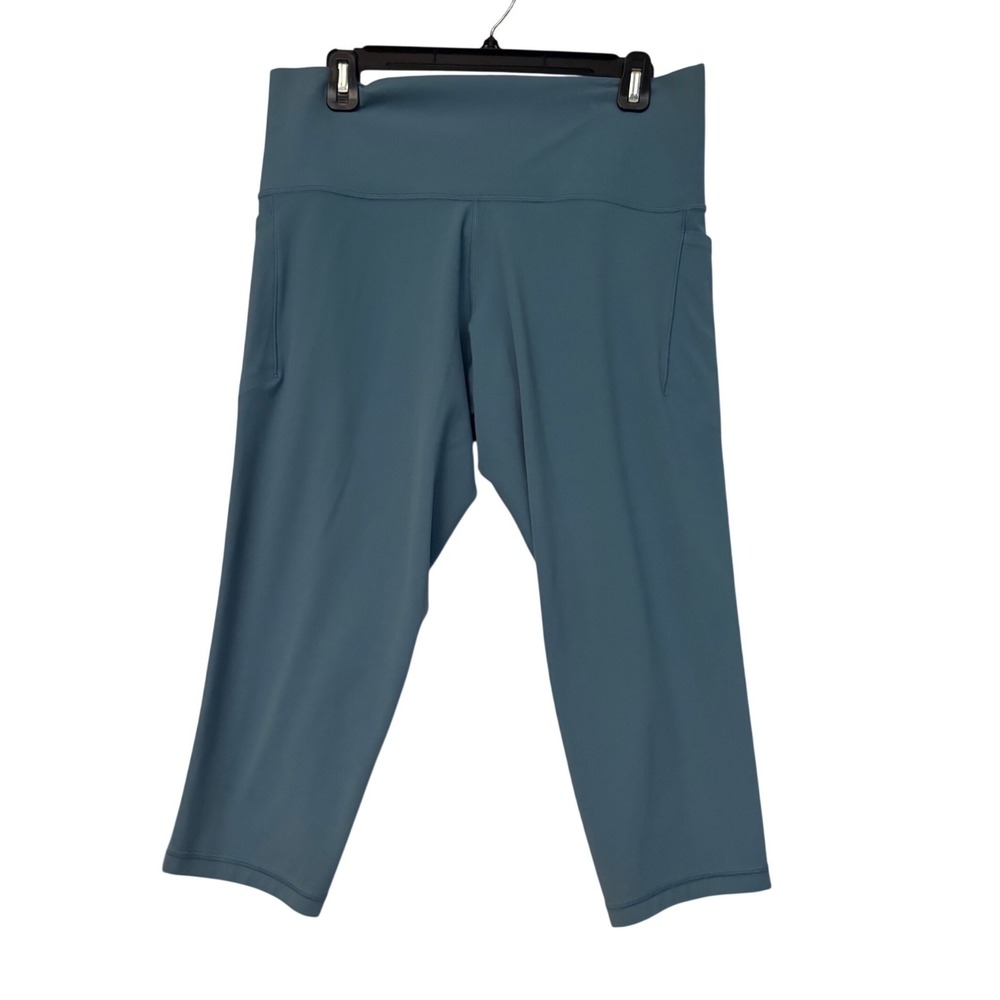 Athleta Salutation Stash Pocket II Capri Leggings Blue Gray 1X Plus Size 531304